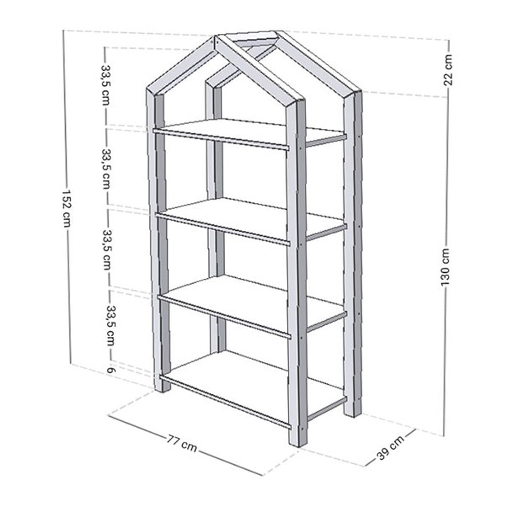 Estantería casita de madera TALLY aceite transparente