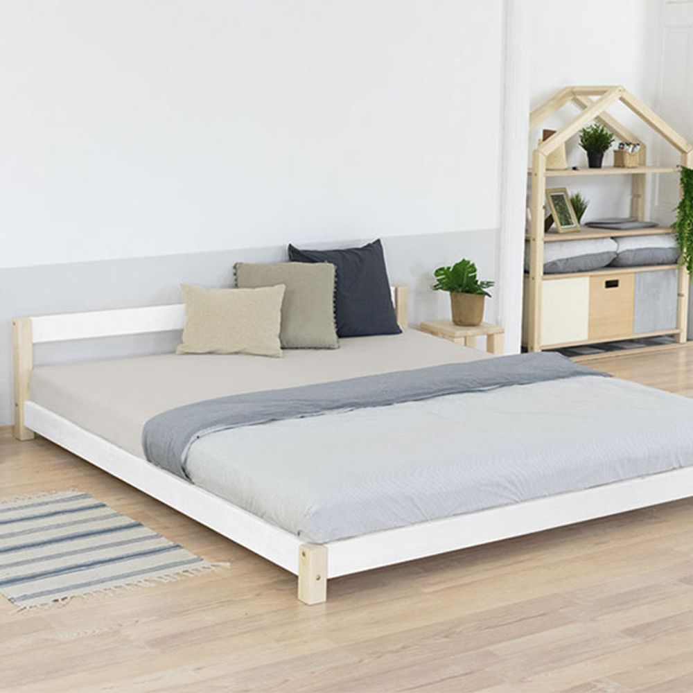 Cama doble Comfy 200x200 madera natural y blanco