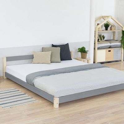 Cama doble Comfy 200x200 madera natural y gris