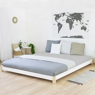 Cama doble tatami 160x200 natural y blanco