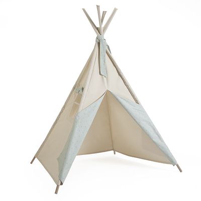 Tipi beige y verde estampado estrellitas