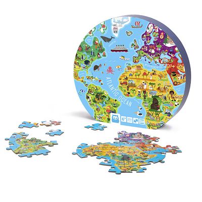 Puzzle esférico del mundo en inglés