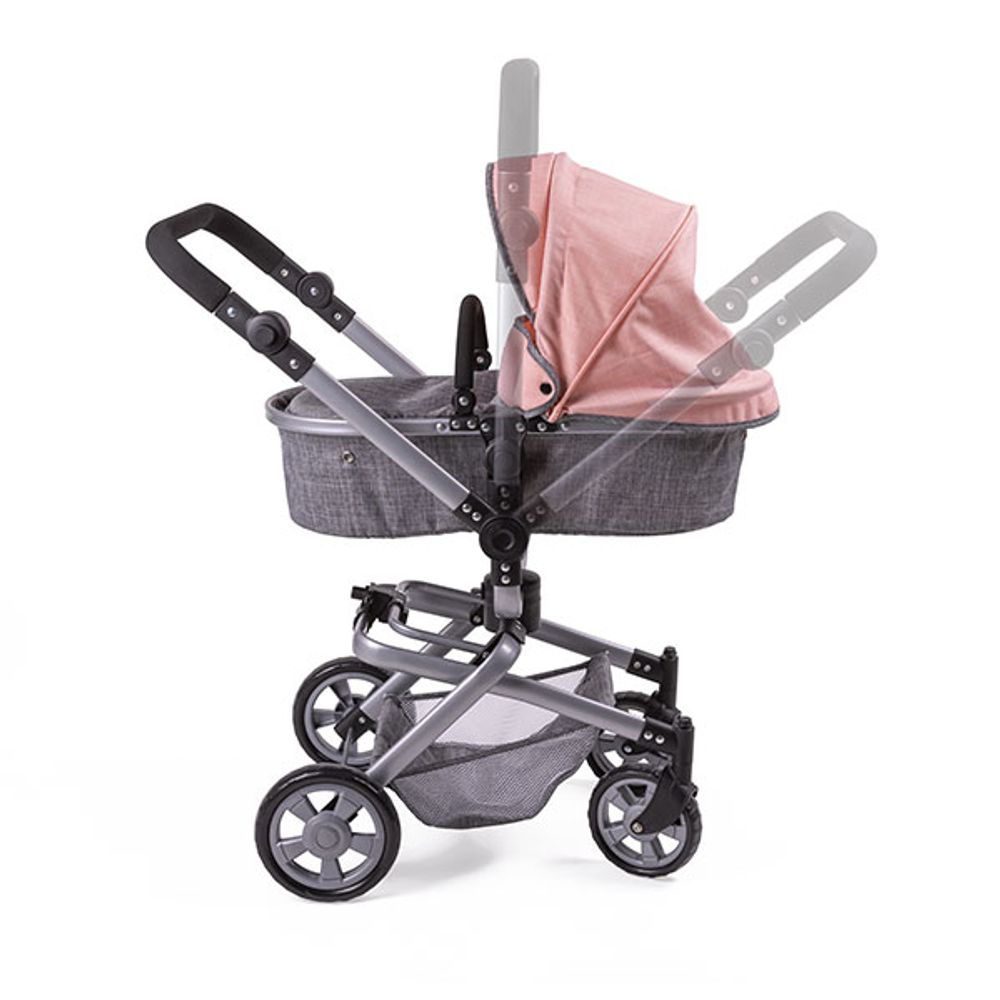 Carrito con Capazo de Muñecas: Gris Melange