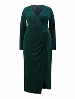 Evaliah Curve Glitter Wrap Midi Dress