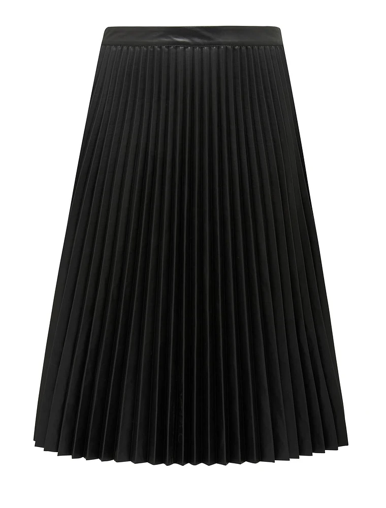 Harmony Curve Vegan Leather Pleated Skirt