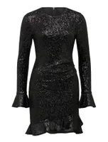 Daphne Flutter-Sleeve Sequin Mini Dress