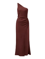 Shawna One-Shoulder Satin Midi Dress