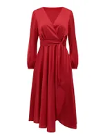 Marilyn Petite Satin Wrap Midi Dress - Women's Fashion | Ever New