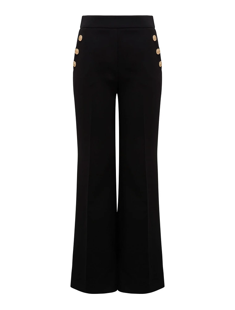 Megan Button Wide-Leg Pants