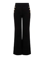 Megan Button Wide-Leg Pants
