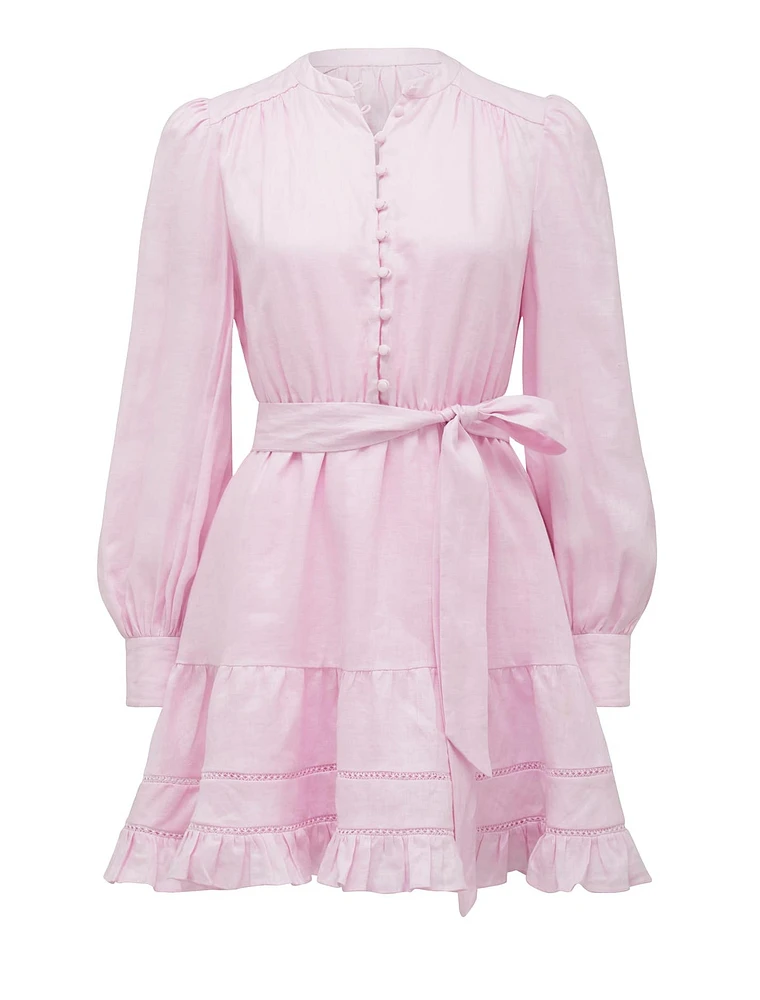 Amelia Button-Up Linen Skater Mini