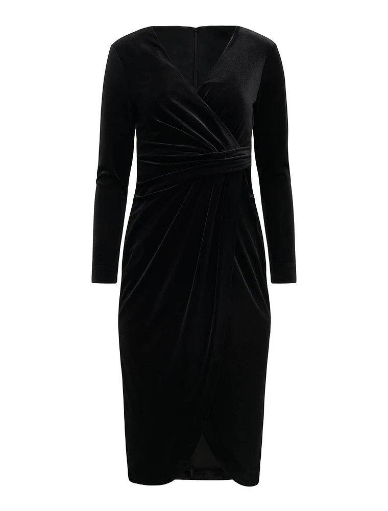 Antionette Petite Wrap Velvet Midi Dress