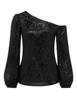 Lana Sequin Tipped Shoulder Blouse - Women's Fashion | Ever New