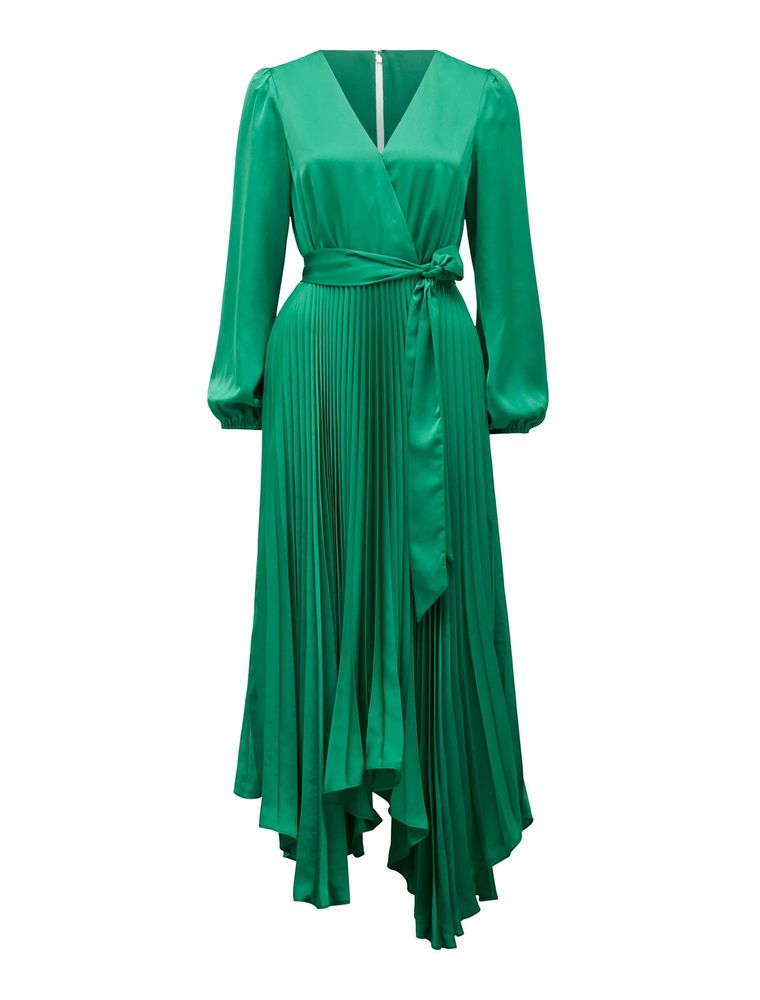 Ellery Pleated Wrap Midi Dress
