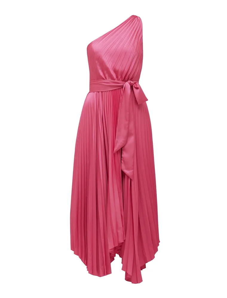 Bronte Satin Pleated Midi Dress