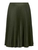 Ester Curve Satin Pleated Skirt Olive Green - 12 to 18 Women's Plus Midi Skirts