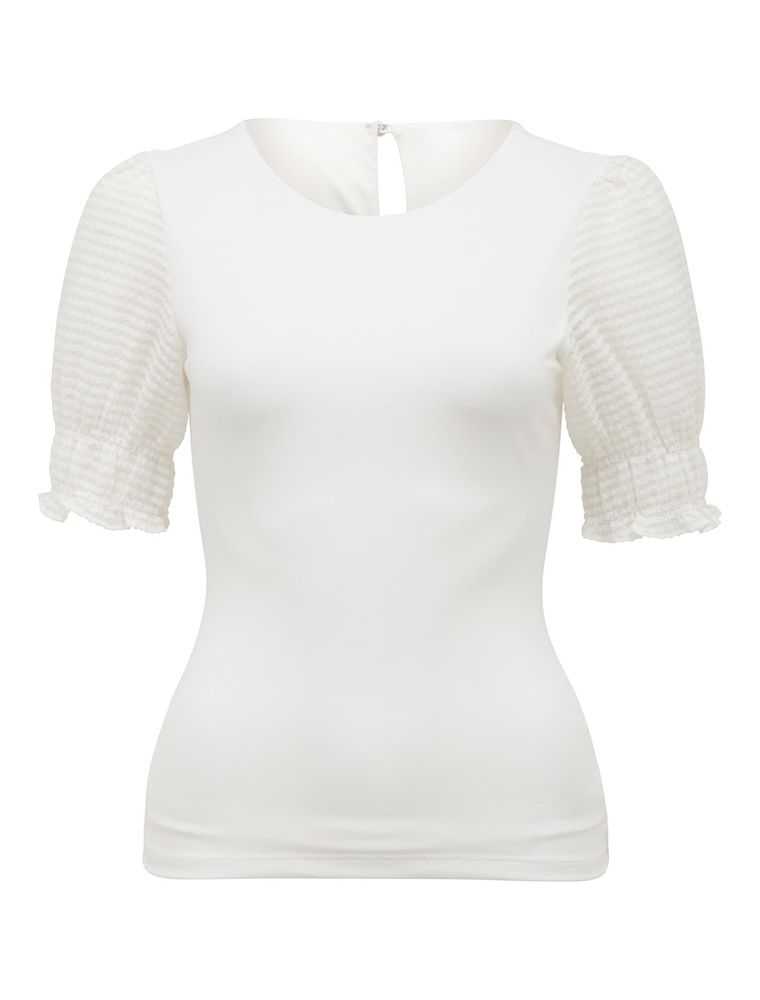 Chelsea Check Organza-Sleeve Top