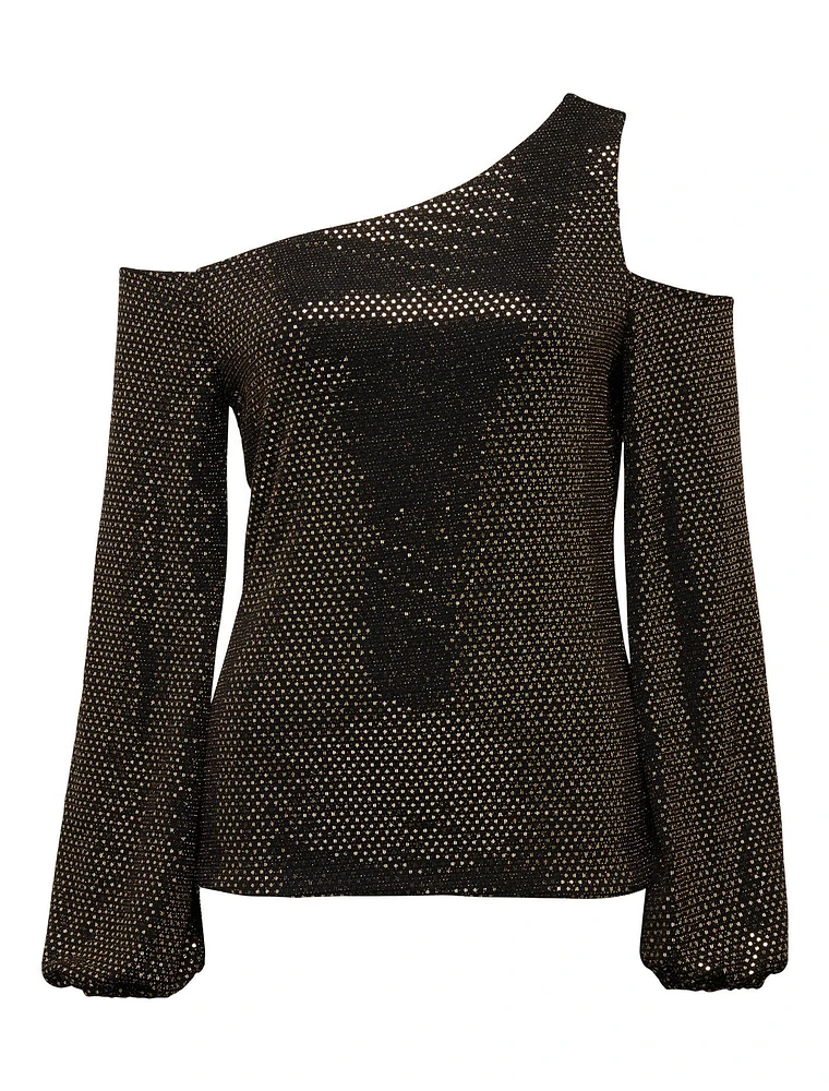 Maddy Metallic Tipped Shoulder Top