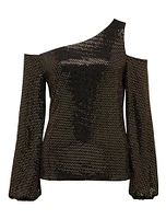 Maddy Metallic Tipped Shoulder Top
