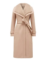 Talia Faux Fur Collar Wrap Coat