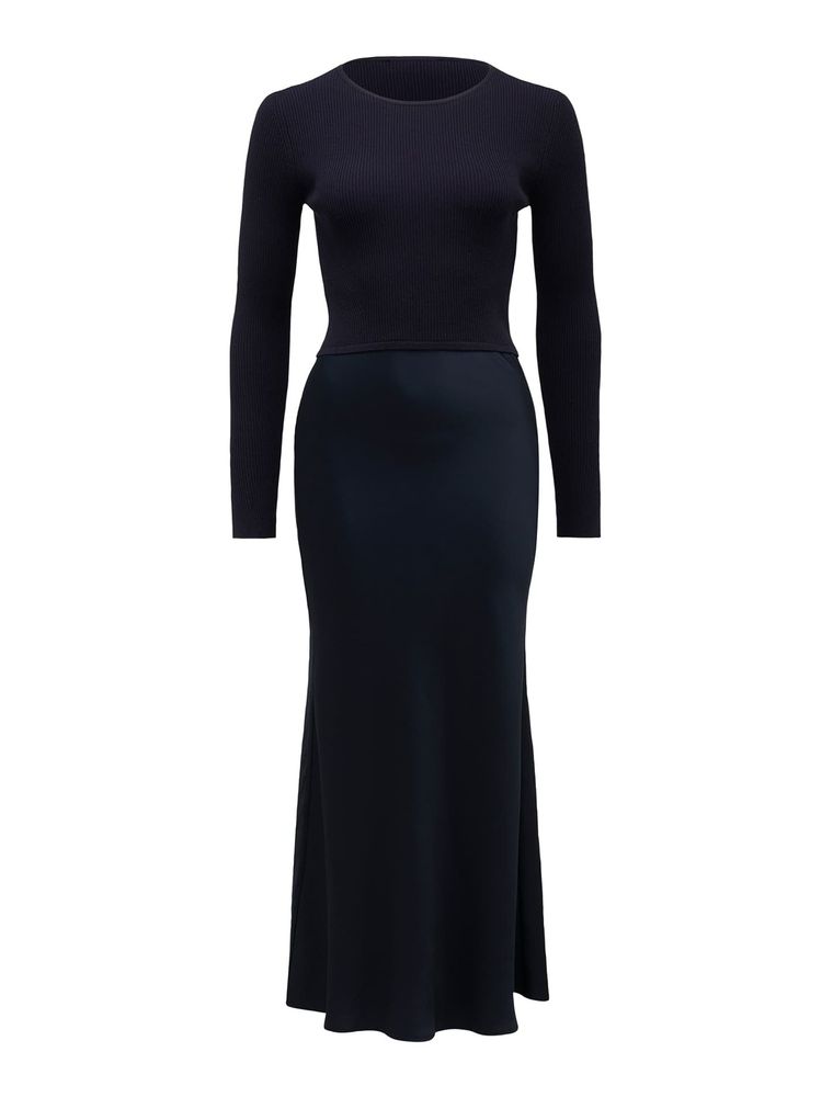 Alicia Long Sleeve Mixed-Knit Dress