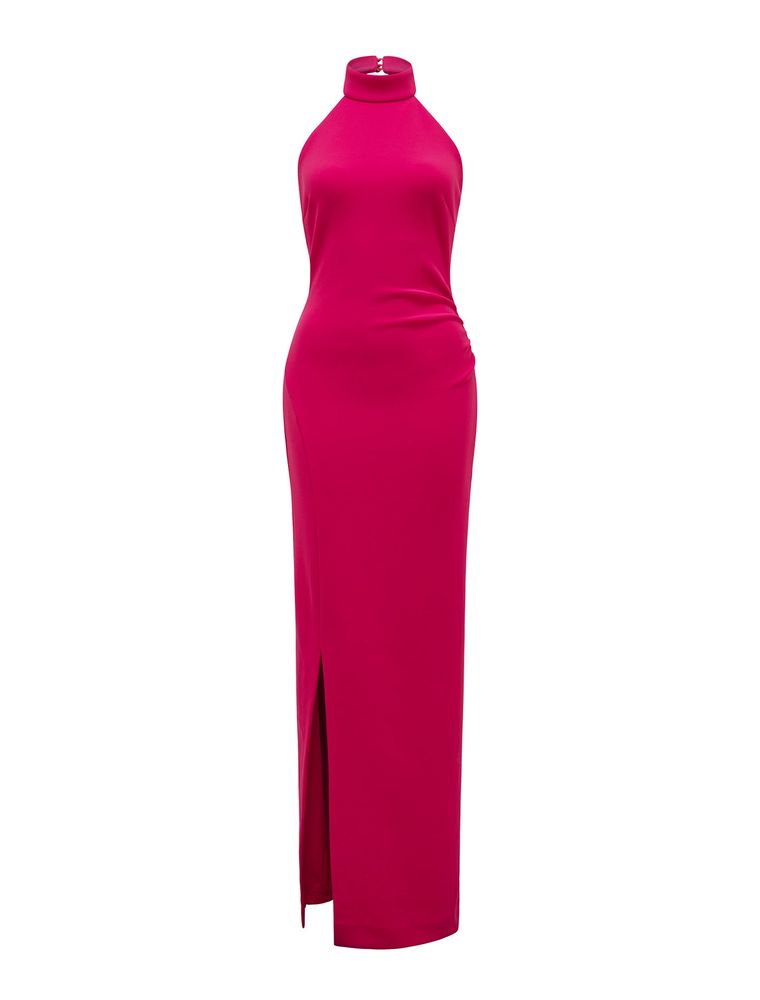Eva High-Neck Split Bodycon Dress