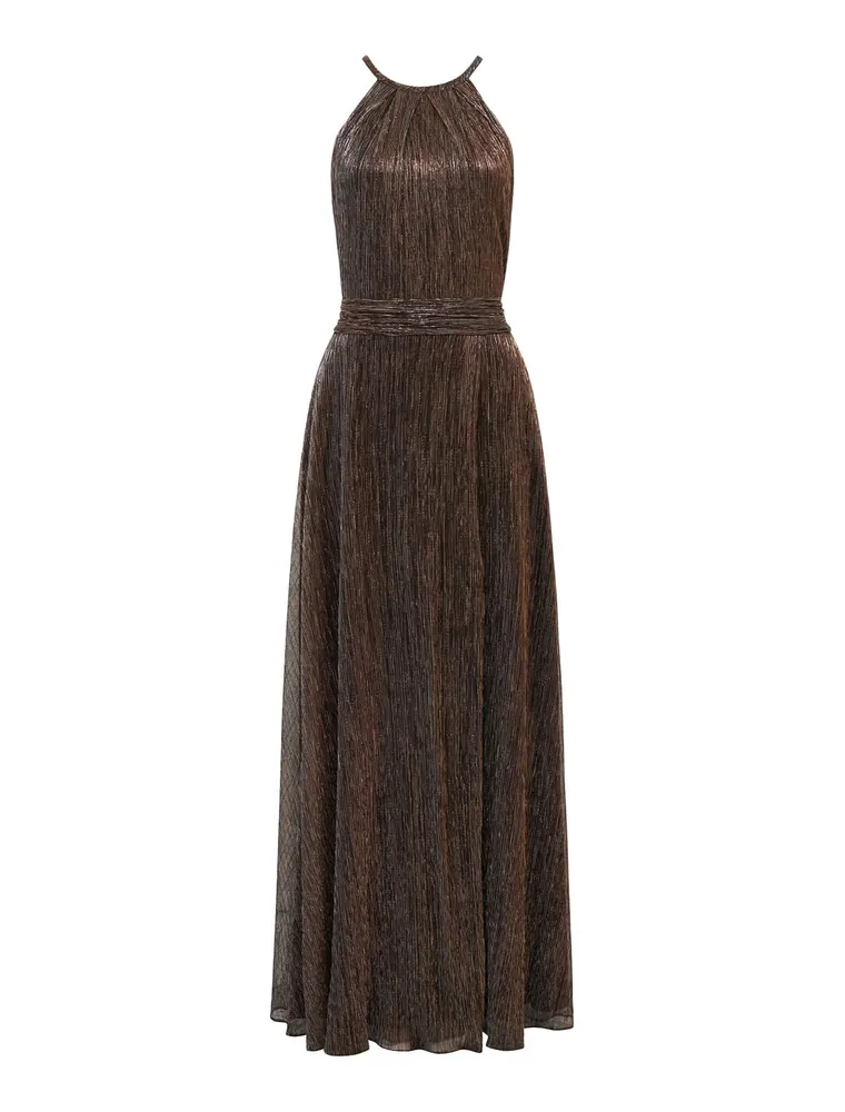 Bronte Satin Pleated Midi Dress