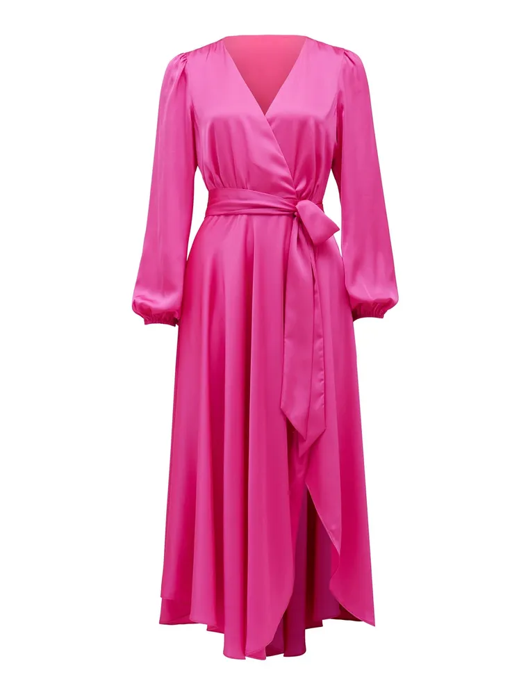 Marilyn Satin Wrap Midi Dress