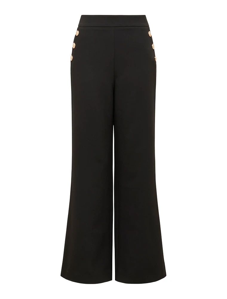Megan Button Wide-Leg Pants