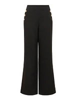 Megan Button Wide-Leg Pants