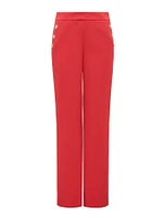 Megan Petite Button Wide-Leg Pants