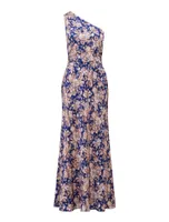 Cooper Asymmetrical Satin Midi Dress in Floral - size 0 to 12 - Women's Event Dresses