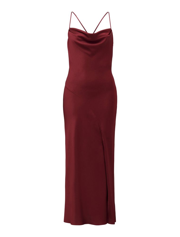 Opal Bias Cowl Satin Midi Dress