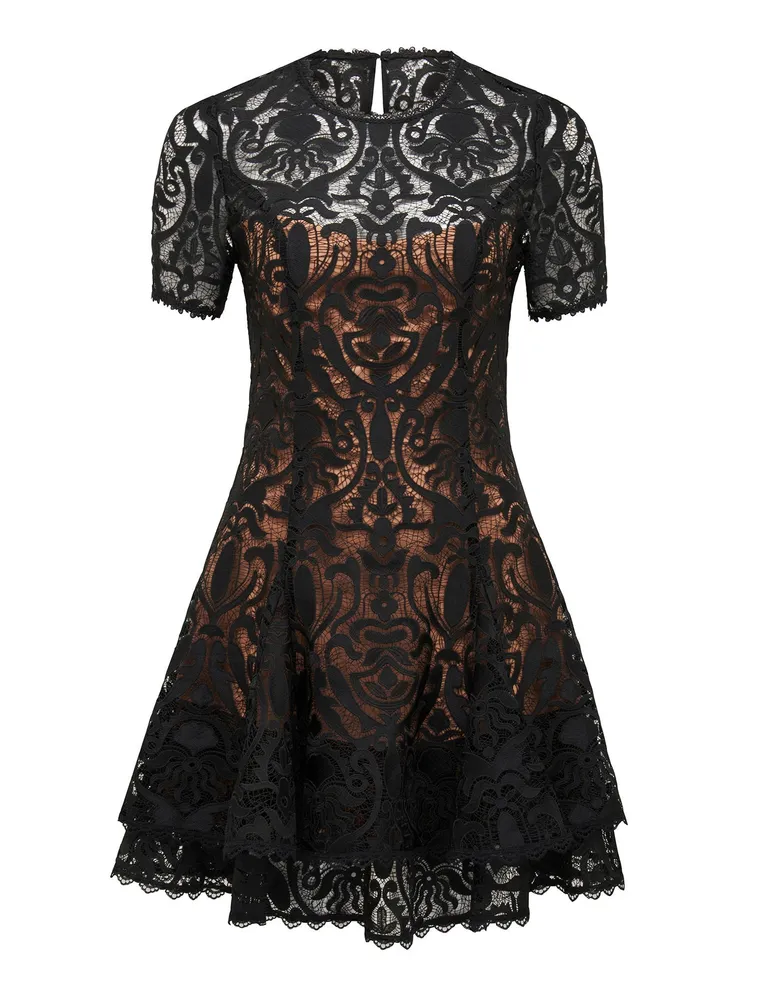 Cornelia Layered Lace Mini Dress Black - 0 to 12 Women's Dresses