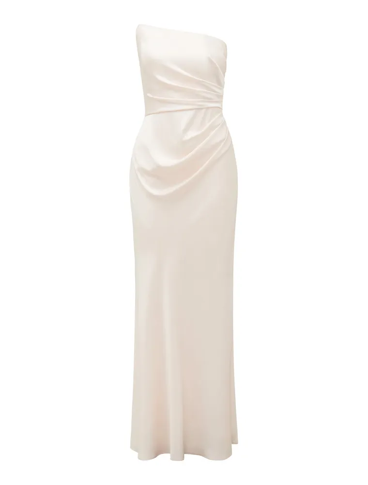 Wesley Asymmetrical Strapless Maxi Dress in White - Size 0 to 12 - Women's Occasion Dresses