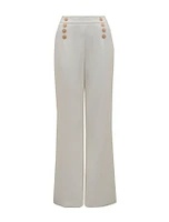 Sara Button Detail Wide-Leg Pants