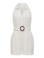 Rhianna Petite Belted Romper in White - Size 0 to 12 - Women's Rompers