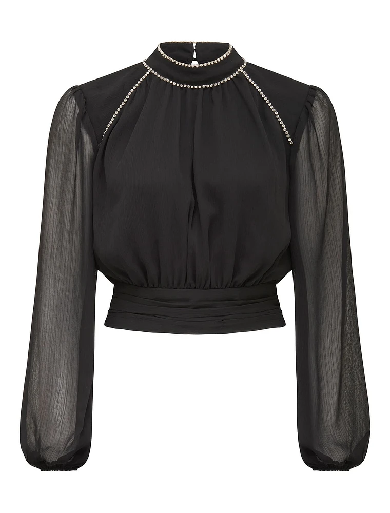 Oriana Open-Back Diamante Blouse