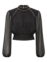 Oriana Open-Back Diamante Blouse
