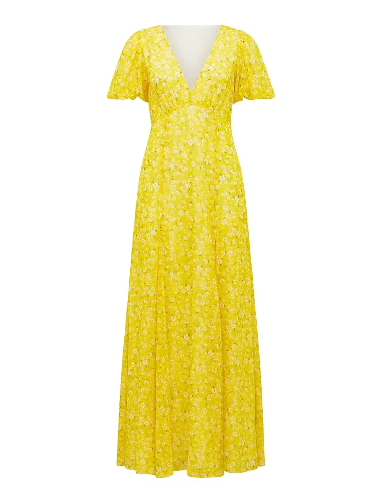 Hayden Puff-Sleeve Maxi Dress in Yellow - Size 0 to 12 - Women's Maxi Dresses