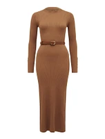 Hannah Belted Midi Knit Dress