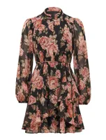 Joanna Petite Essence Mini Dress in Floral Print - 0 to 12 - Women's Petite Mini Dresses