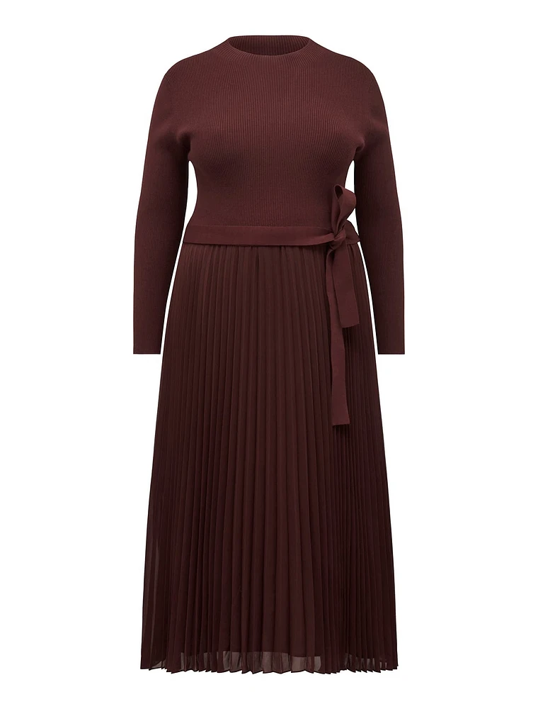 Penelope Curve Mixed-Knit Dress