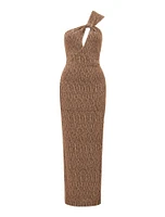 Kairo One-Shoulder Glitter Maxi Dress Gold - 0 to 12 Women's Event Dresses