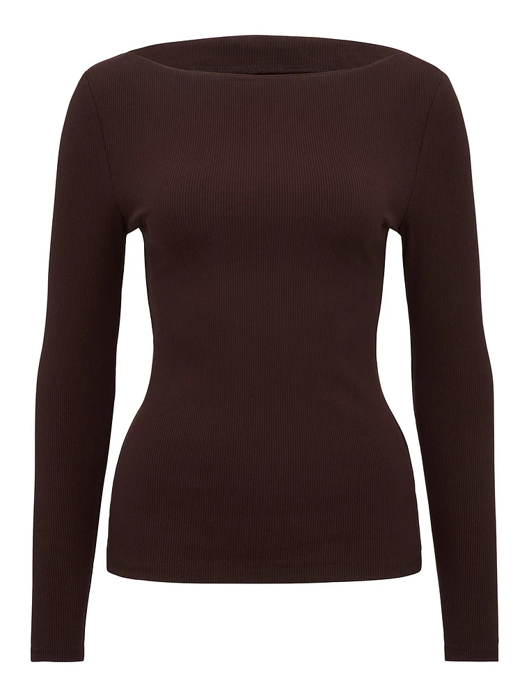 Brie Boat Neck Long Sleeve Top