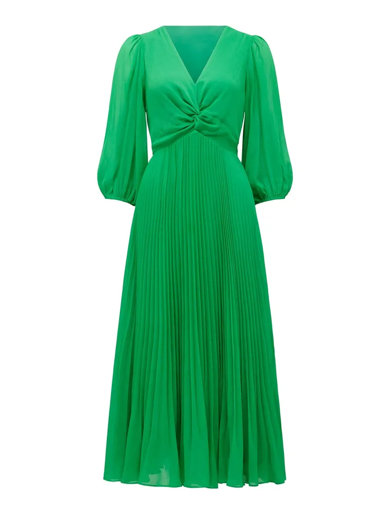 Viviana Twist-Front Pleated Midi Dress Green - 0 to 12 Women's Dresses