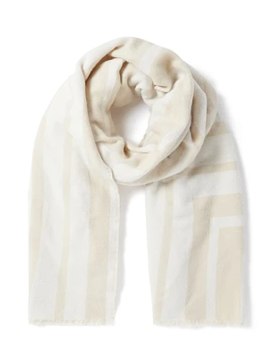 Georgia Geo-Printed Scarf in White and Beige - One Size - Women's Scarves