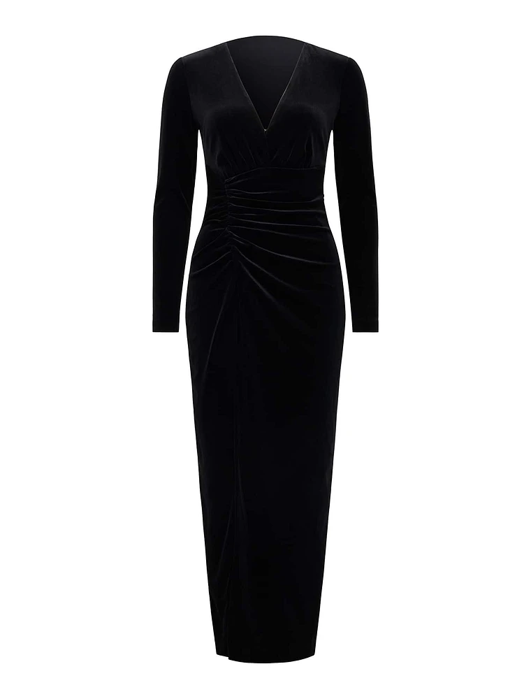 Marisa V-Neck Velvet Dress Black - 0 to 12 Women's Event Dresses