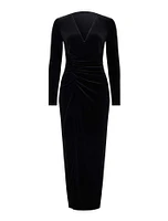 Marisa V-Neck Velvet Dress Black - 0 to 12 Women's Event Dresses
