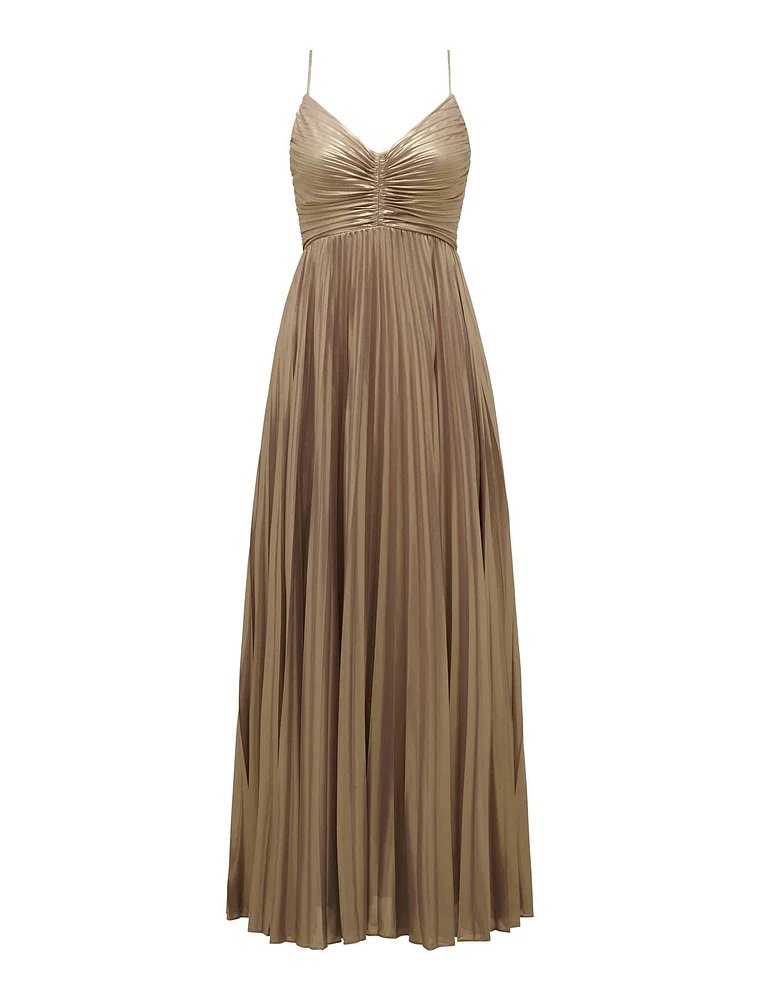 Gabriella Metallic Pleated Maxi